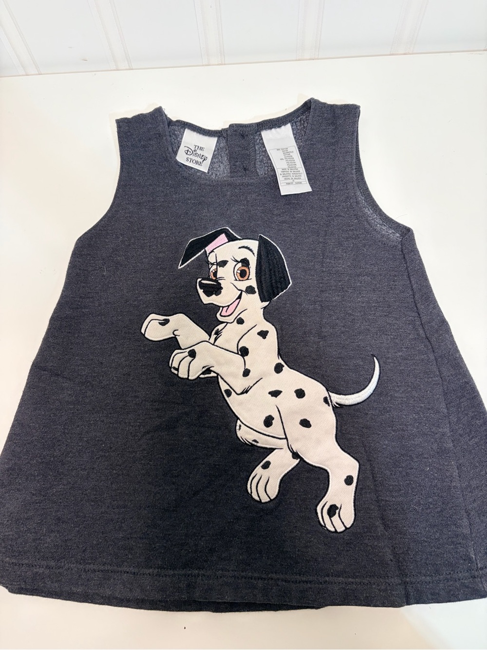 Vintage 90s Disney Kids 101 Dalmatians Dog Tank Dress - Charcoal